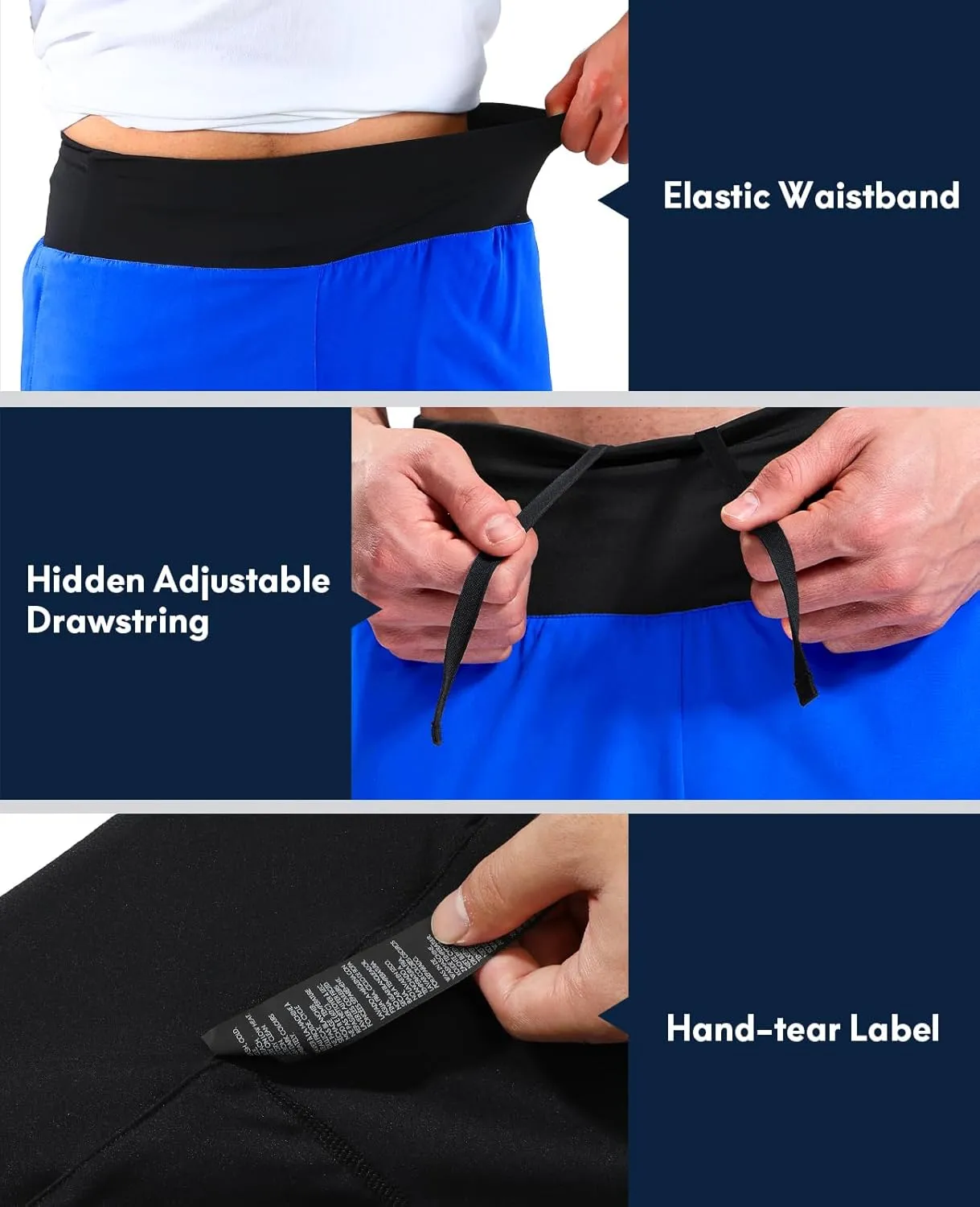 Haimont Men's 2 in 1 Running Shorts with Zipper Pockets Quick Dry Athletic Gym Workout Shorts with Liner