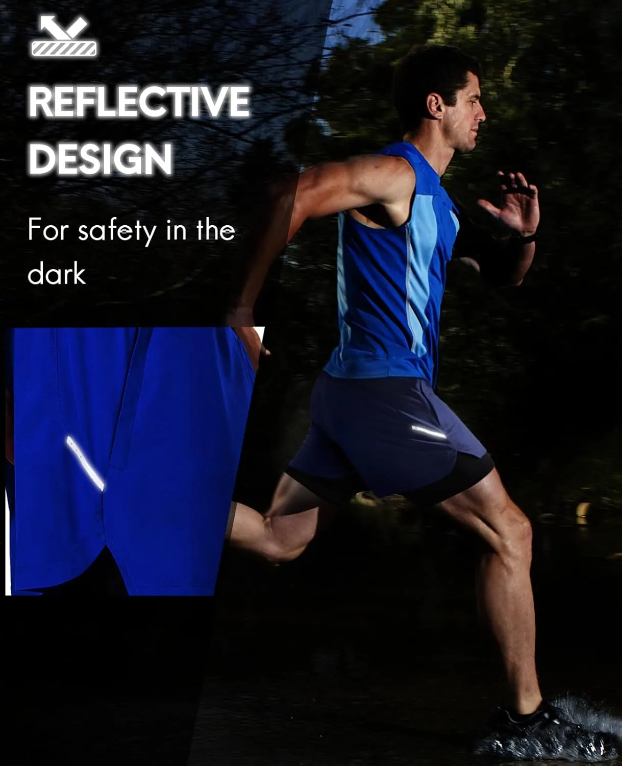Haimont Men's 2 in 1 Running Shorts with Zipper Pockets Quick Dry Athletic Gym Workout Shorts with Liner