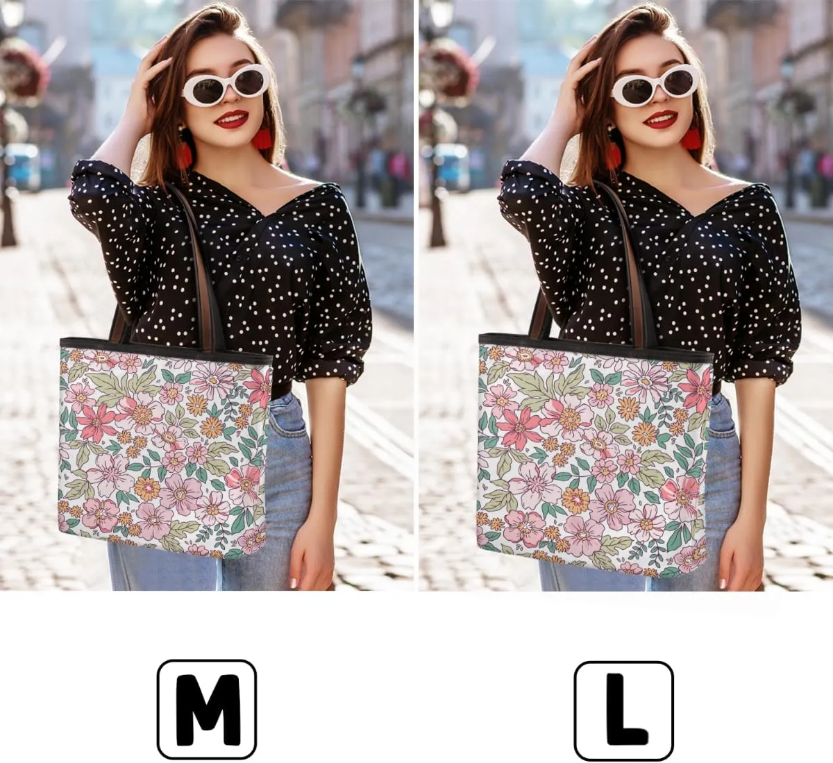 Hand-drawn Flowers Plants Tote Bag Tote Purse for Women with Zipper Womens Handbags for Work Travel