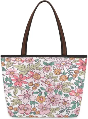 Hand-drawn Flowers Plants Tote Bag Tote Purse for Women with Zipper Womens Handbags for Work Travel