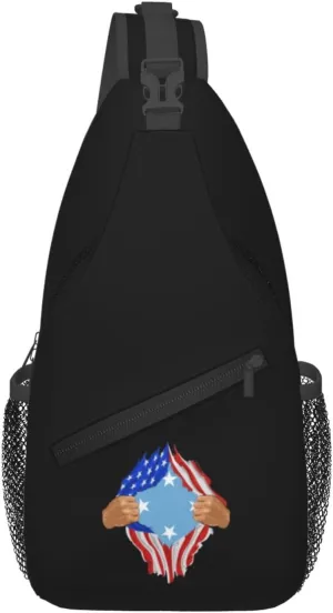 Hand Tear Flag Of The Federated States Of Micronesia Crossbody Bags For Women Men Chest Backpack Gym Shoulder Bag Travel Outdoor Sports Casual Crossbody Bags