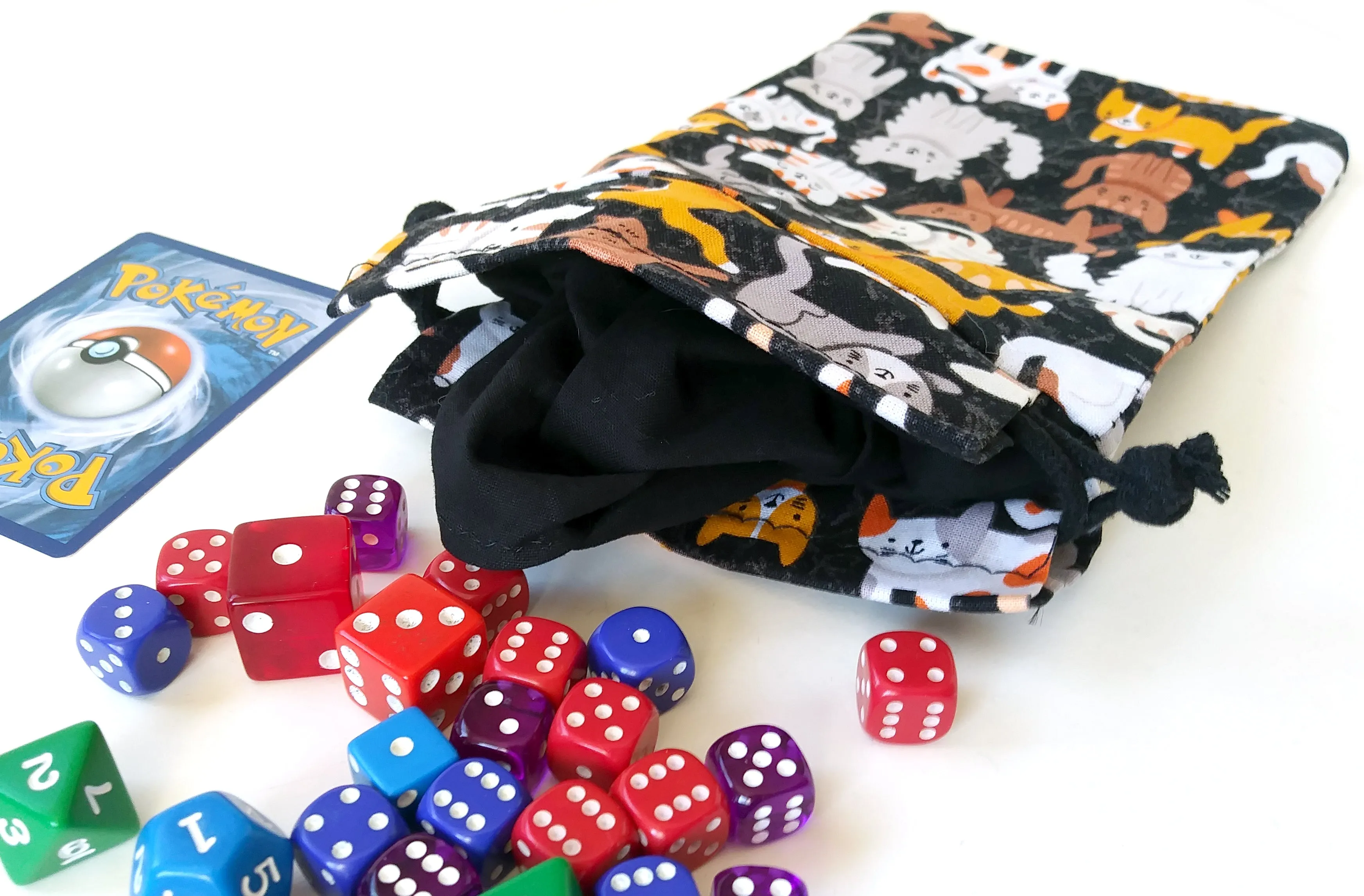Handmade Drawstring bag - Cute Kitty Print