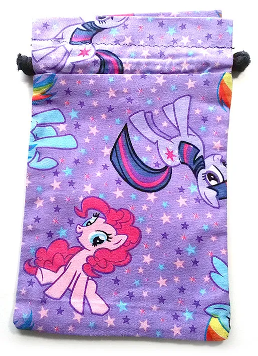 Handmade Drawstring bag - Starry Purple Pony bag