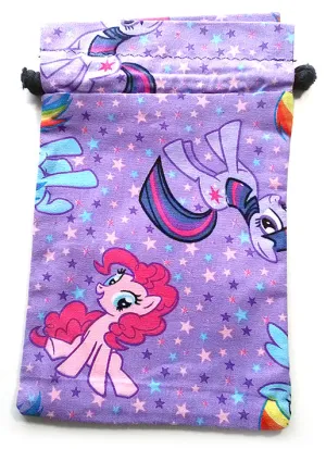 Handmade Drawstring bag - Starry Purple Pony bag