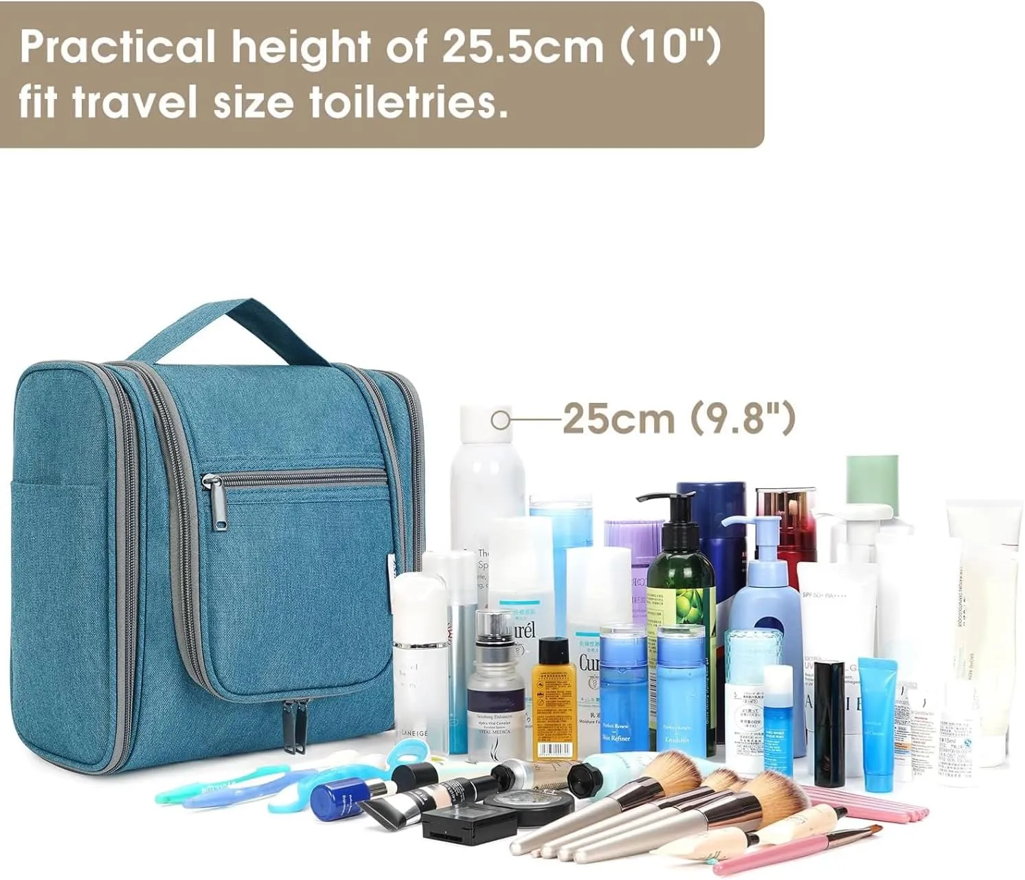 Hanging Toiletry Bag for Women Travel Makeup Bag Organizer Toiletries Bag Men for Cosmetics Essentials Accessories (Large, Navy Blue)