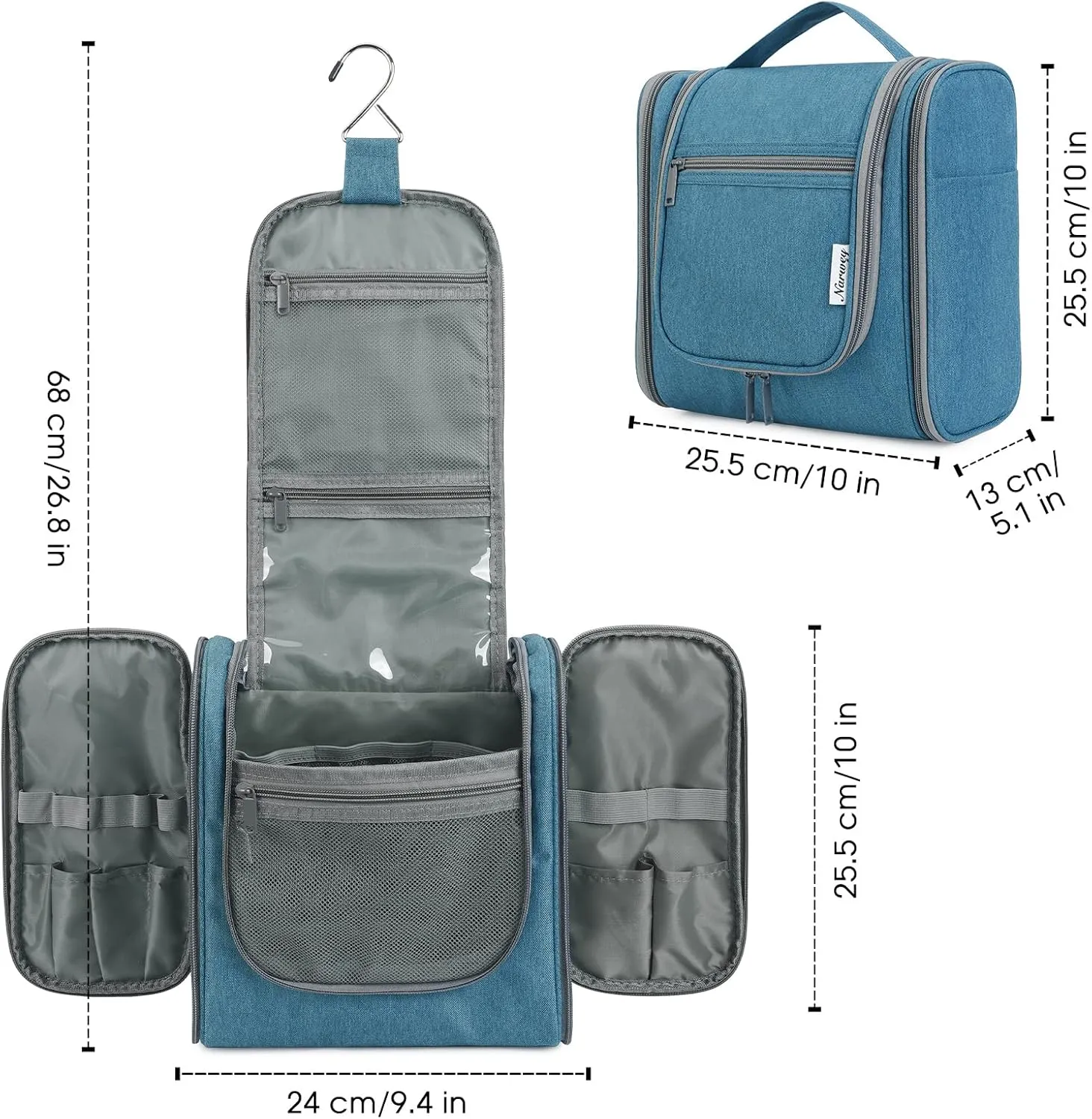 Hanging Toiletry Bag for Women Travel Makeup Bag Organizer Toiletries Bag Men for Cosmetics Essentials Accessories (Large, Navy Blue)