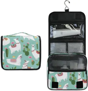 Hanging Toiletry Bag Tropical Llama Alpaca Cactus Flower, Makeup Bag Cosmetic Bag Bathroom Travel Organizer Large for Women Girls