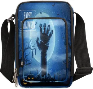 Happy Halloween Tombstone Crossbody Bag Small Sling Bag for Women and Men with Adjustable Shoulder Strap and Zipper Waterproof Fanny Pack for Working Traveling Hiking
