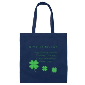 Happy St Patricks day my your blessing outnumber funny for man Woman Irish Clover Navy Black Multicolor Canvas Tote Bag