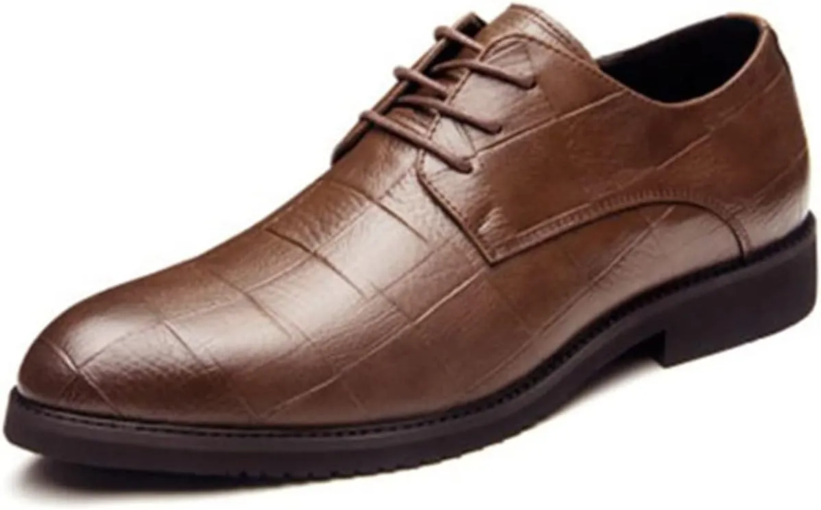 HASMI Spring and Autumn Leather Shoes Men's Business Formal Dress Groomsmen Plus Size Shoes All-Match Casual Wedding Shoes