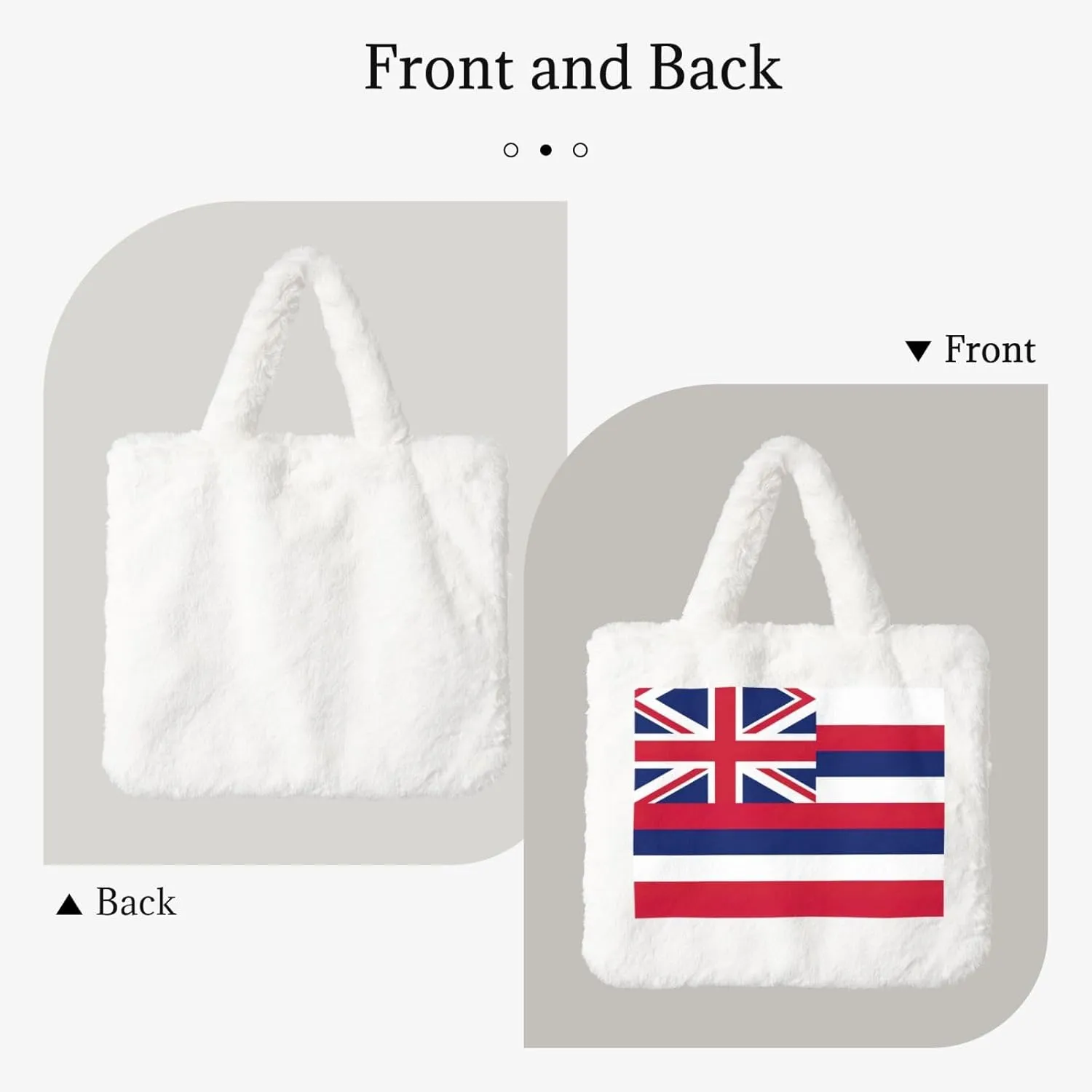 Hawaii Flag Printing Fluffy Shoulder Bag Ladies Plush Underarm Bag Tote Bag Furry Purse Handbag For Work Travel