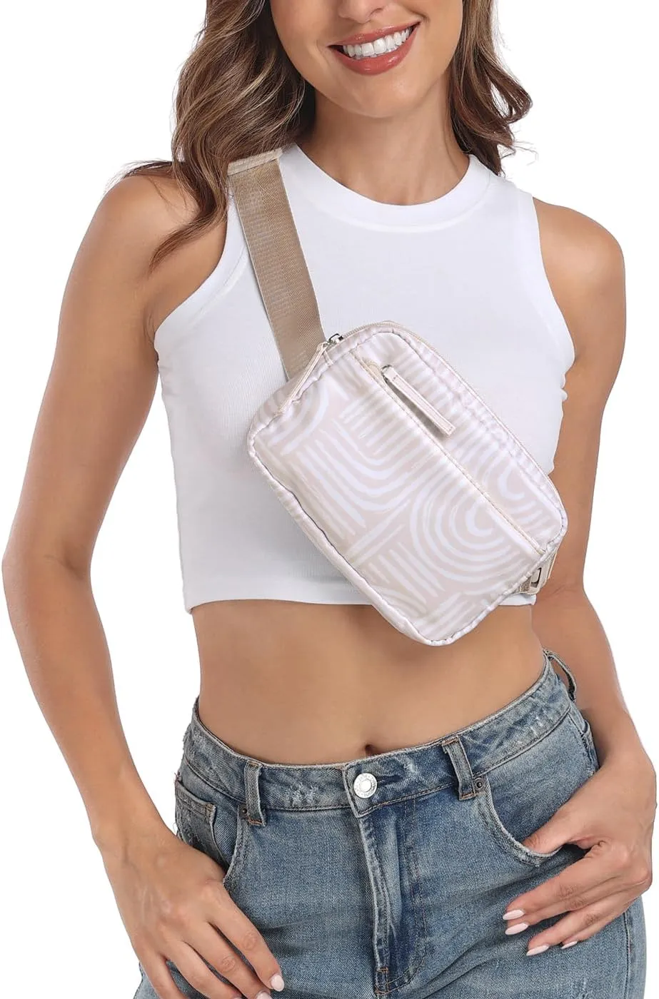 HDE Belt Bag 2L Fanny Pack Cross Body with Adjustable Strap Travel Waist Pack - Boho Brush Strokes