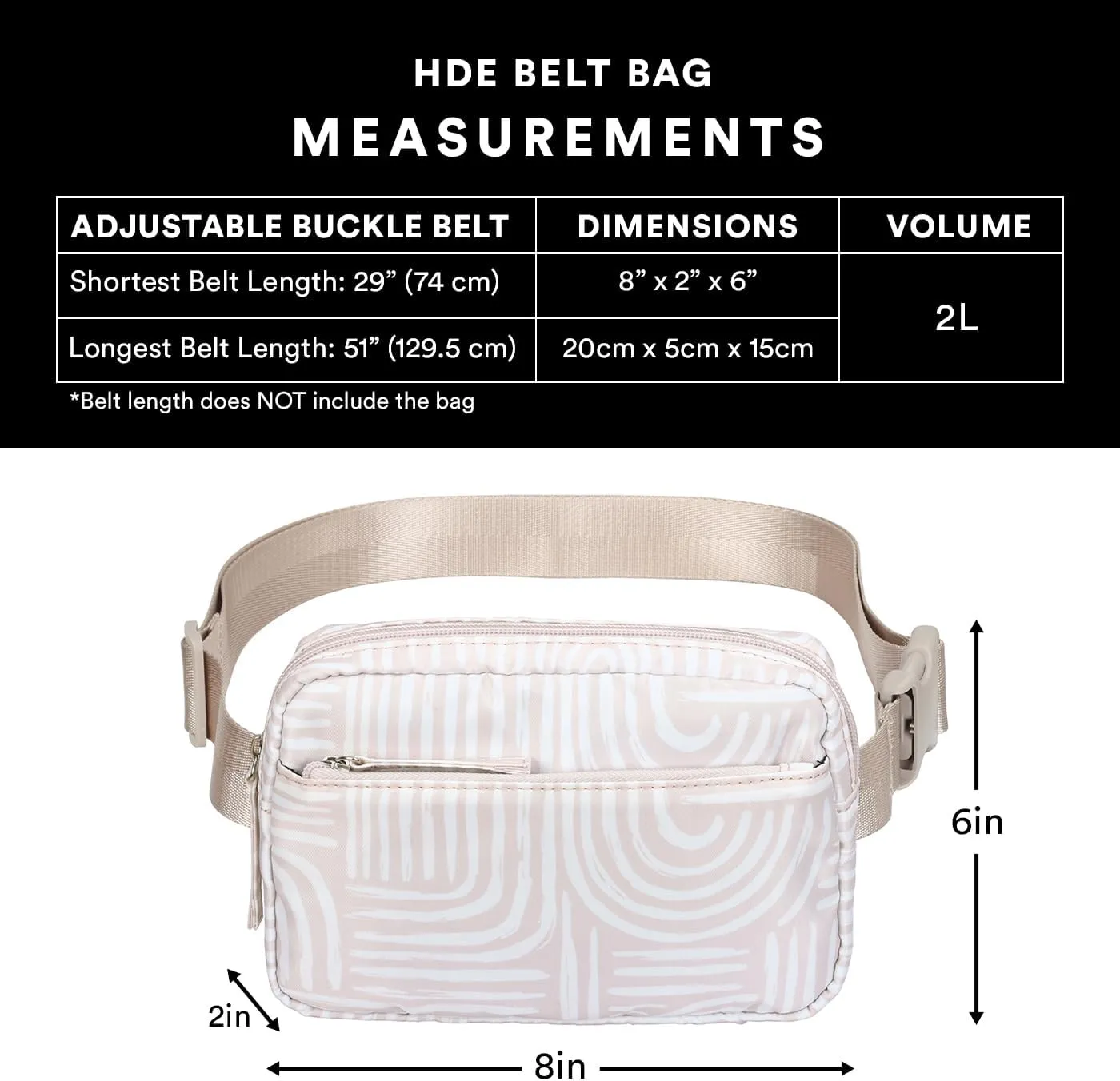 HDE Belt Bag 2L Fanny Pack Cross Body with Adjustable Strap Travel Waist Pack - Boho Brush Strokes