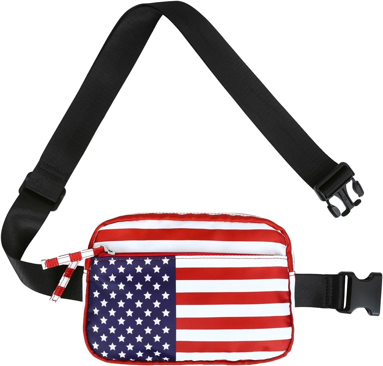 HDE Belt Bag 2L Fanny Pack Cross Body with Adjustable Strap Travel Waist Pack - USA Flag