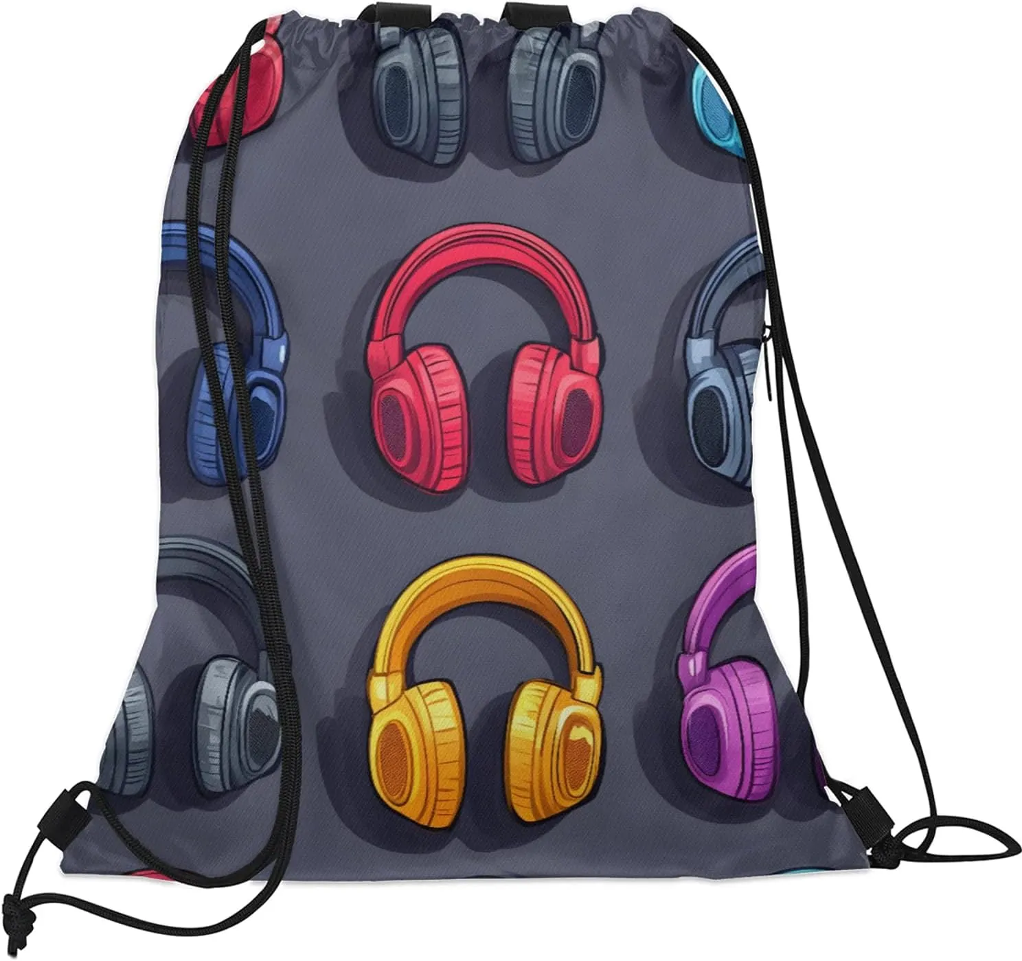 Headphones Drawstring Backpack Waterproof Music Small String Bags Sackpack for Sports, Gym, Travel, Swimming, Beach