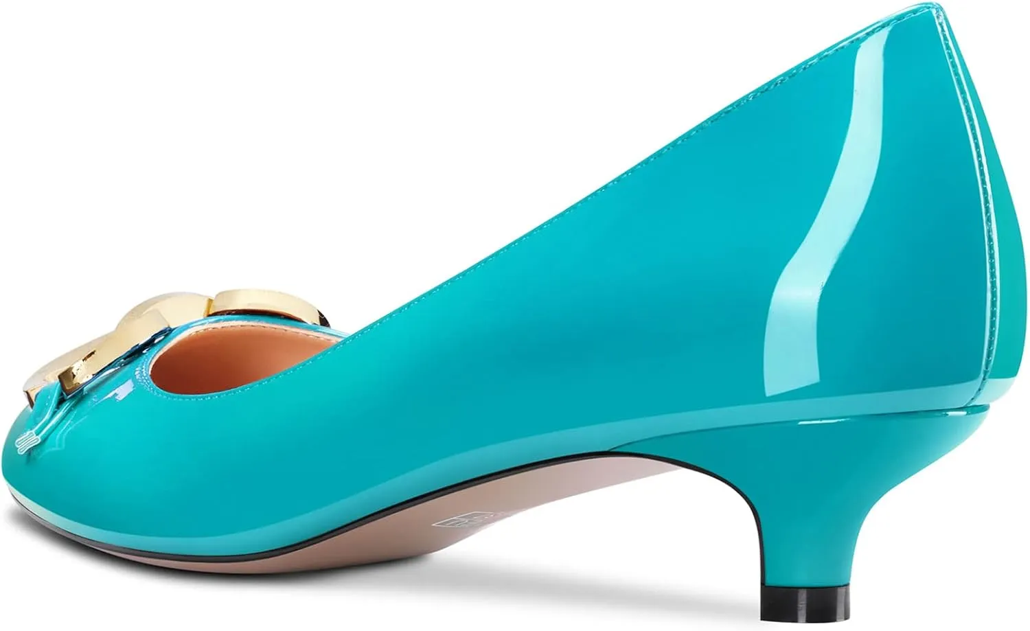 HEUIVZAR Womens Pumps Round Toe Kitten Low Heel Slip On Patent Dress Shoes Vacation Cute Shopping 1.5 Inch