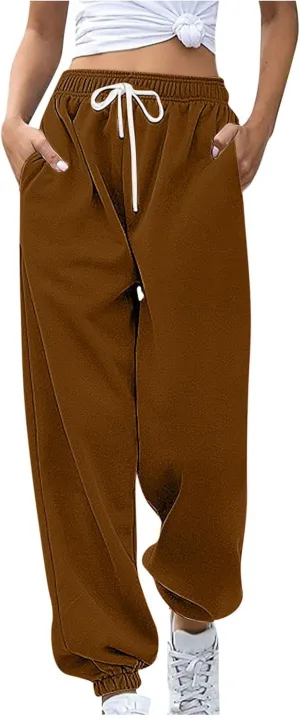 High Waist Sweatpants for Women with Pocket Jogging Pants Comfy Workout Joggers Outdoor Activities Lounge Trousers