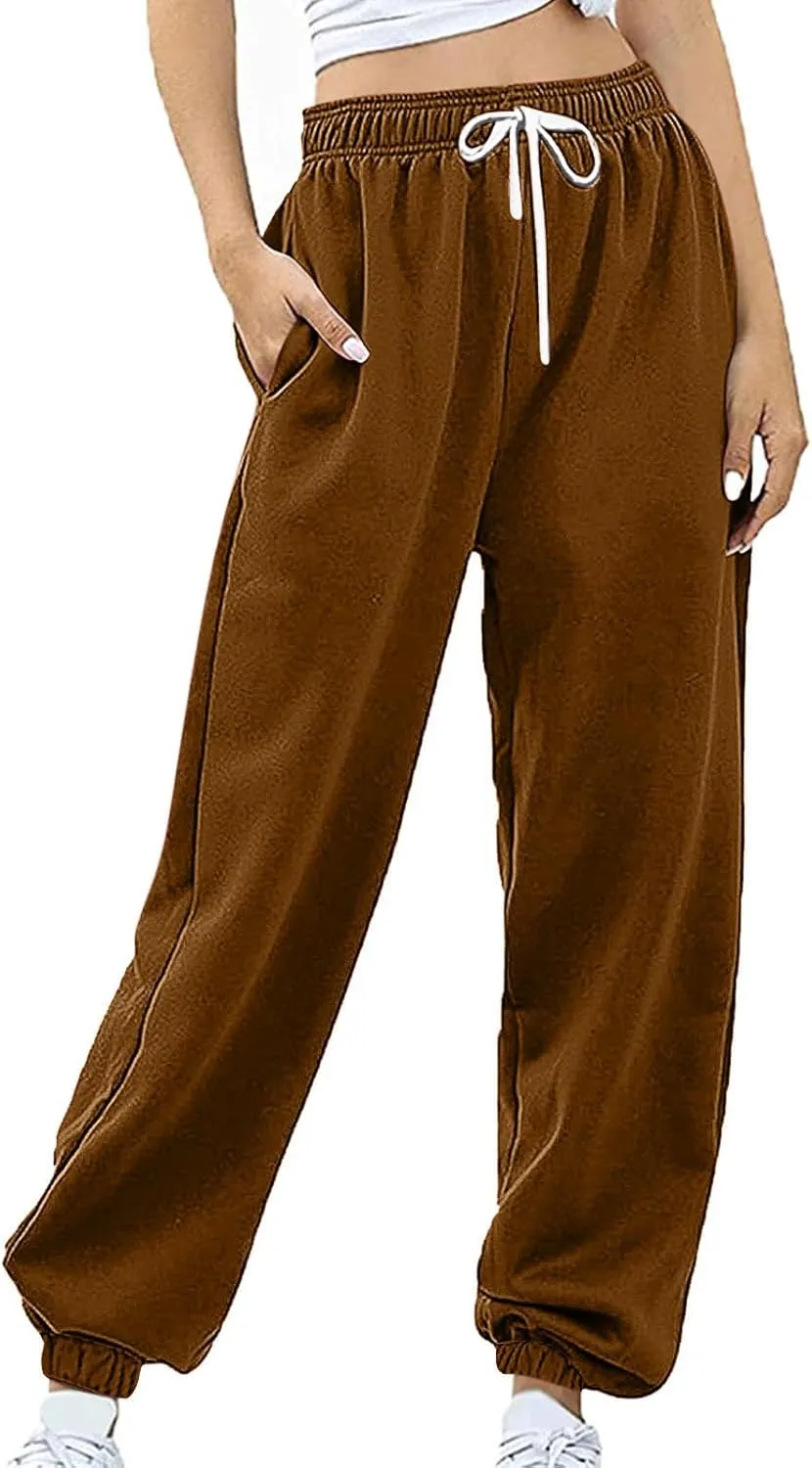 High Waist Sweatpants for Women with Pocket Jogging Pants Comfy Workout Joggers Outdoor Activities Lounge Trousers