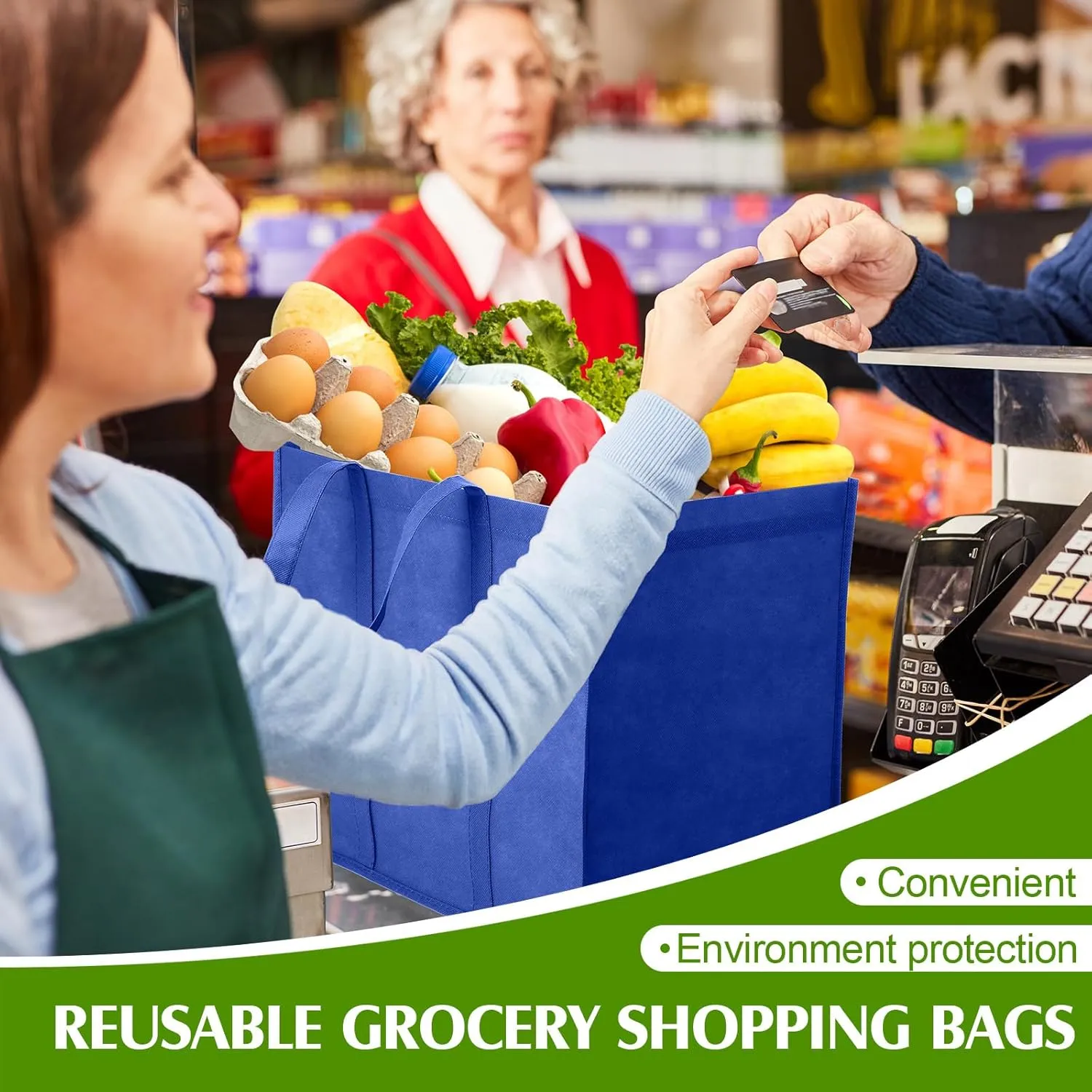 Hillban 30 Pack Reusable Grocery Bags Bulk Large Shopping Bags Washable Foldable Heavy Duty Totes Storage Bags with handles