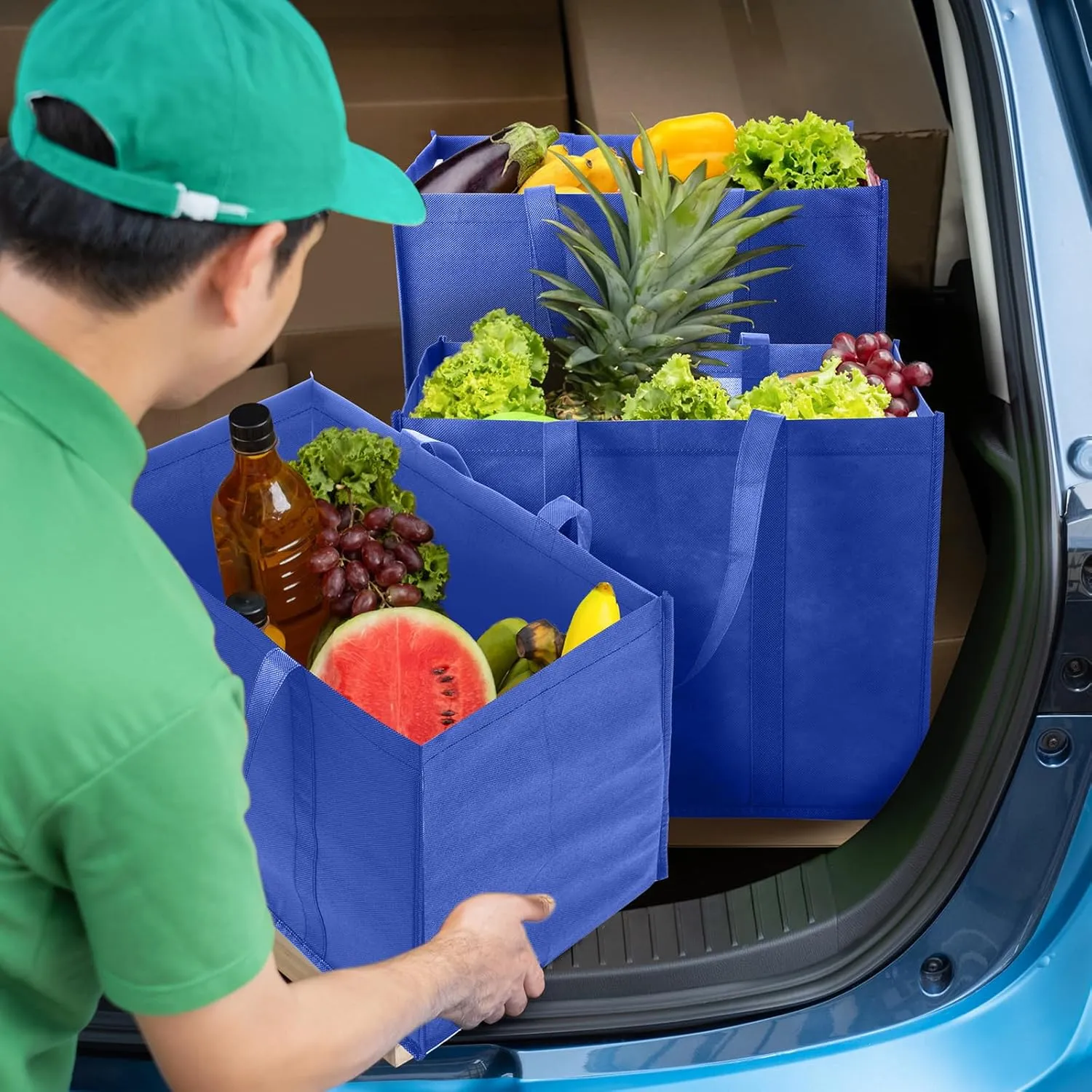 Hillban 30 Pack Reusable Grocery Bags Bulk Large Shopping Bags Washable Foldable Heavy Duty Totes Storage Bags with handles