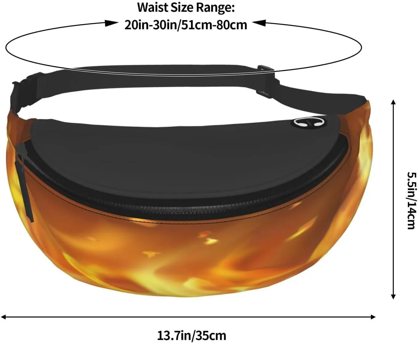 Hot Burning Fire Fanny Pack, Crossbody Waist Packs for Women Men Waist Bags with Adjustable Strap for Travel Running Hiking Sport