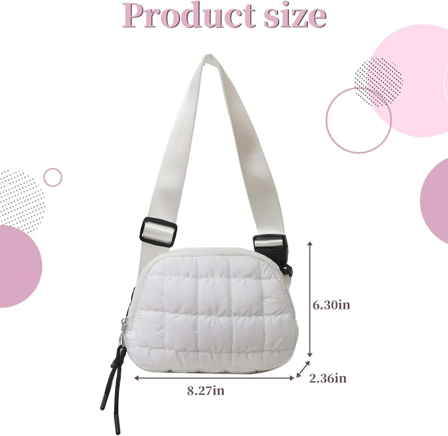 I IHAYNER Quilted Puffer Belt Bag Fanny Waist Packs Small Crossbody Bag with Adjustable Strap for Traveling Hiking Pink