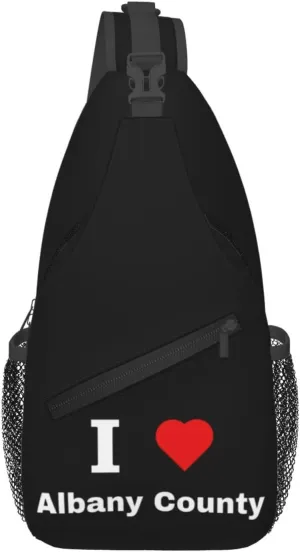 I Love Albany County Crossbody Bags For Women Men Chest Backpack Gym Shoulder Bag Travel Outdoor Sports Casual Crossbody Bags