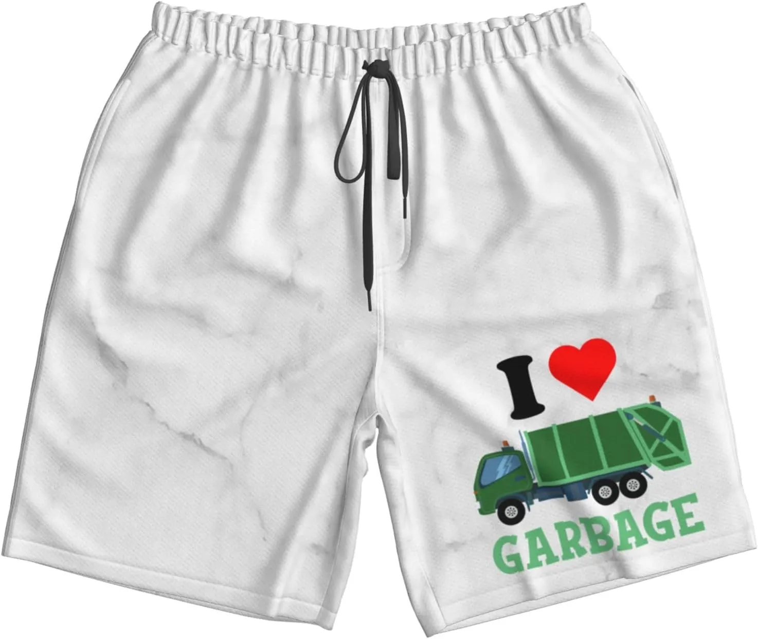 I-Love-Garbage-Recycling-Trash-Truck-Gifts Men's Mesh Basketball Shorts Summer Shorts Athletic Gym Workout Shorts