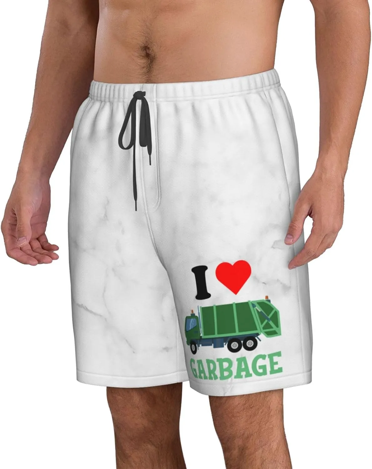I-Love-Garbage-Recycling-Trash-Truck-Gifts Men's Mesh Basketball Shorts Summer Shorts Athletic Gym Workout Shorts