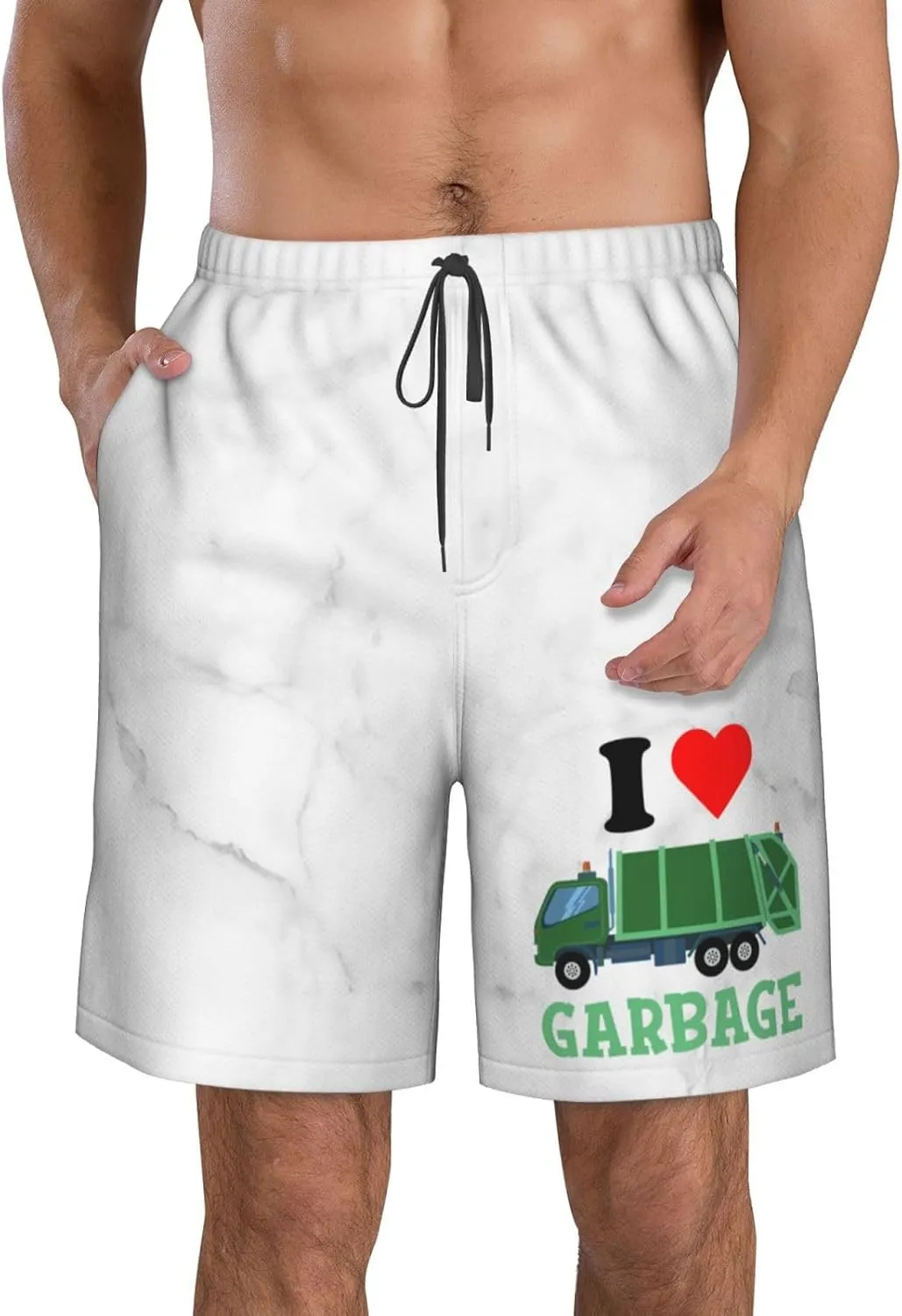 I-Love-Garbage-Recycling-Trash-Truck-Gifts Men's Mesh Basketball Shorts Summer Shorts Athletic Gym Workout Shorts
