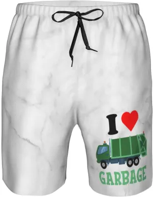 I-Love-Garbage-Recycling-Trash-Truck-Gifts Men's Mesh Basketball Shorts Summer Shorts Athletic Gym Workout Shorts