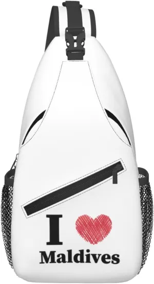 I Love Maldives Crossbody Bags For Women Men Chest Backpack Gym Shoulder Bag Travel Outdoor Sports Casual Crossbody Bags