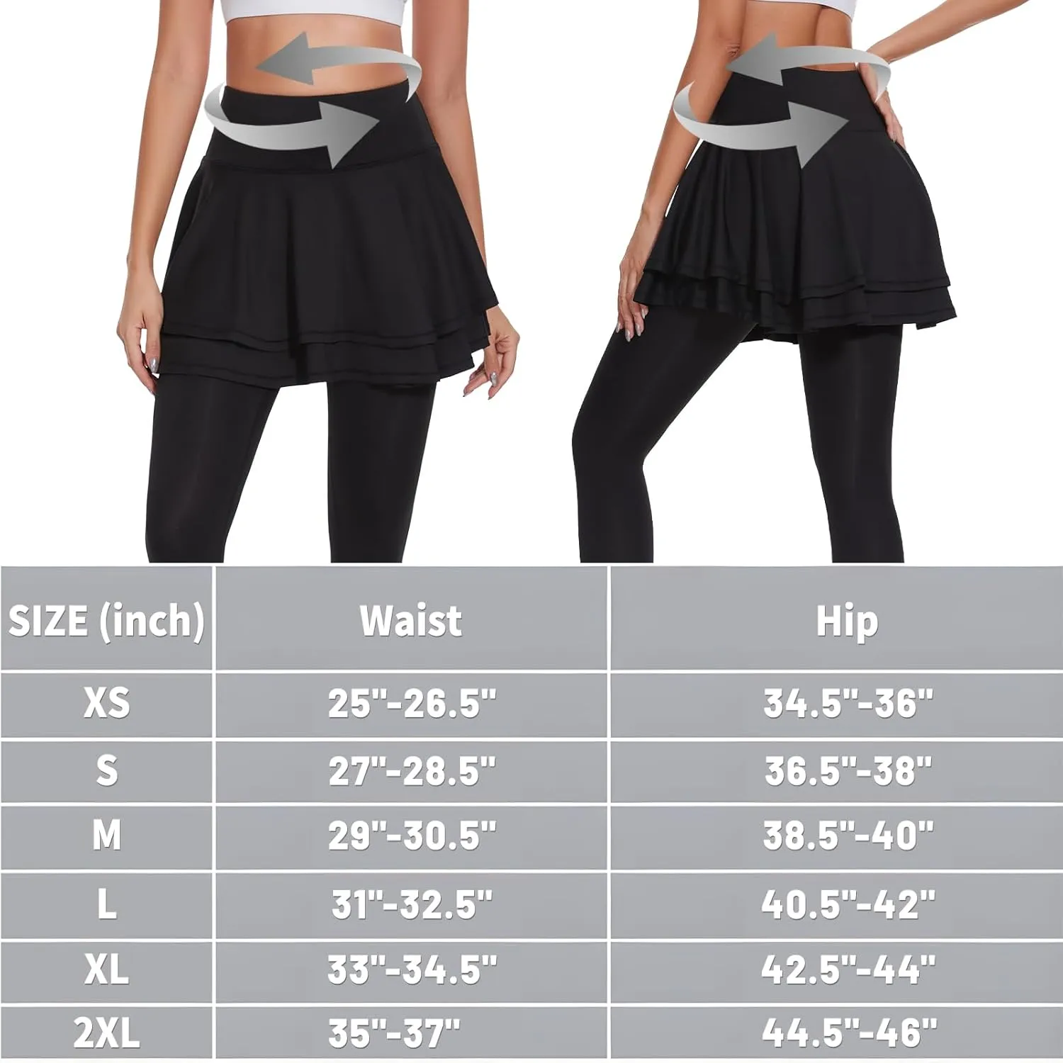 Ibeauti Womens UPF 50  Yoga Skirted Capri Leggings Golf Tennis Pants with Skirt for Running Workout Active