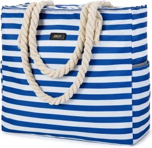 IBFUN Beach Bag for Women with Zipper Waterproof Large Beach Tote Bag