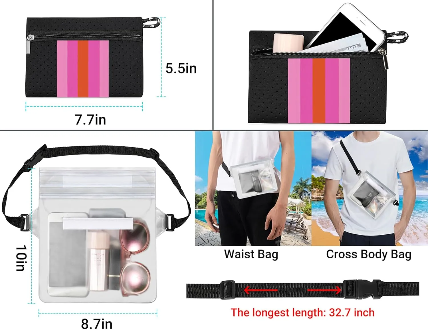 IBFUN Neoprene Bag, Large Multipurpose Beach Bag Neoprene Tote Bag with Inner Pocket for Women/Pool