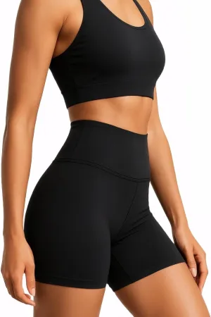 iLoveSIA Women's 4-in-1 Yoga Shorts, High Waisted Hidden Pocket, Built-in Seamless Thong Liner
