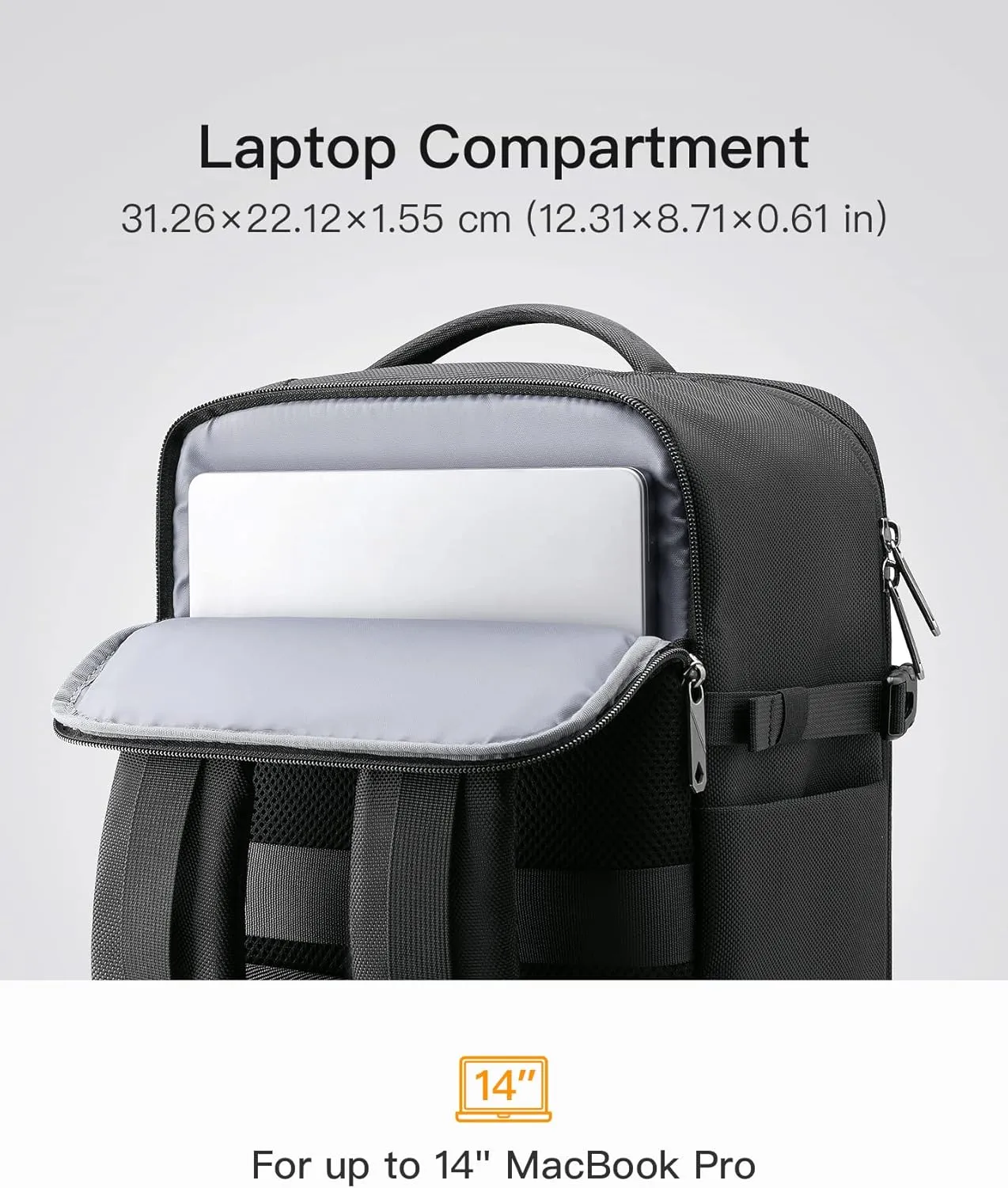 Inateck 20L Carry on Travel Laptop Backpack for Low-cost/Budget Airlines, Splash-resistant 3-Way Cabin Luggage for Business Trip, Commuting and Outdoors, Black