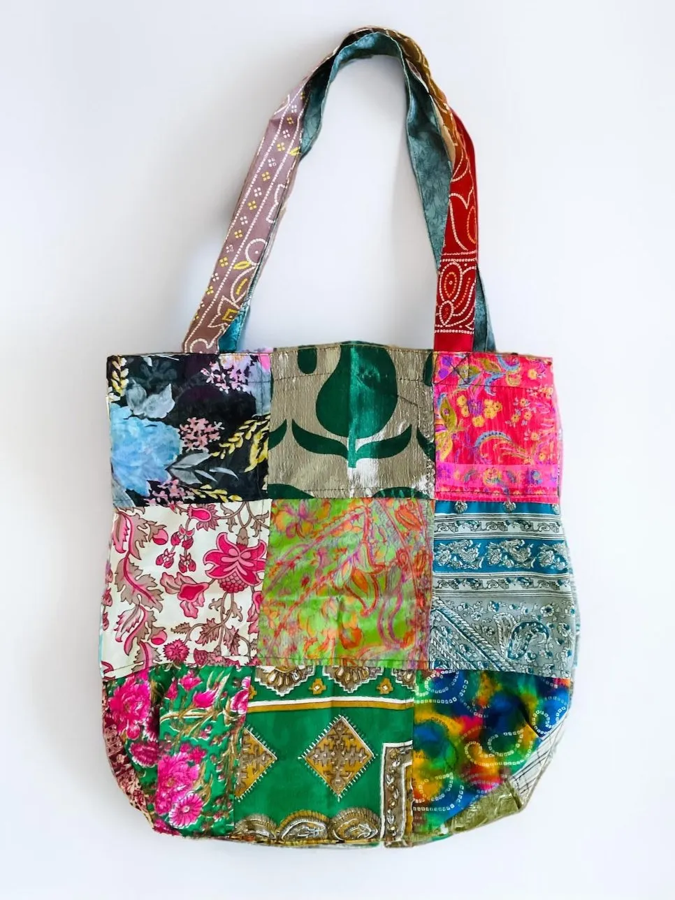 Indian Recycled Sari Tote Bag 35 cm x 7.5 cm. x 37 cm