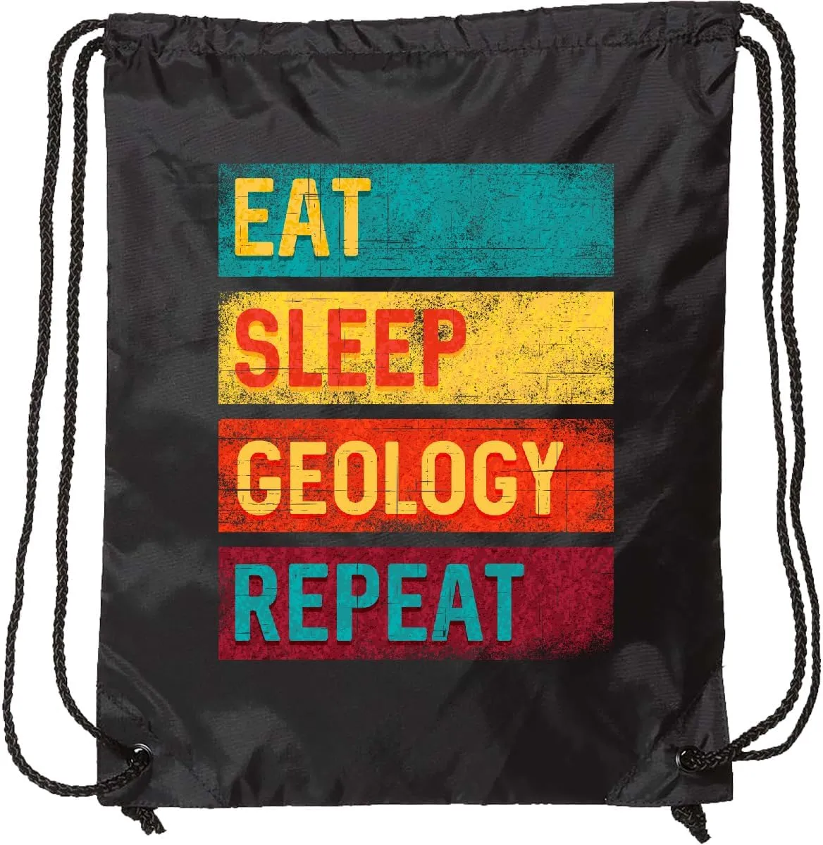 inktastic Geologist Eat Sleep Geology Drawstring Bag Black 3a3d4