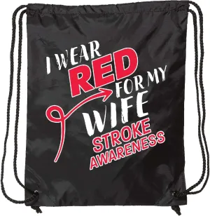 inktastic I Wear Red for My Wife- Stroke Awareness Drawstring Bag Black 34bd1