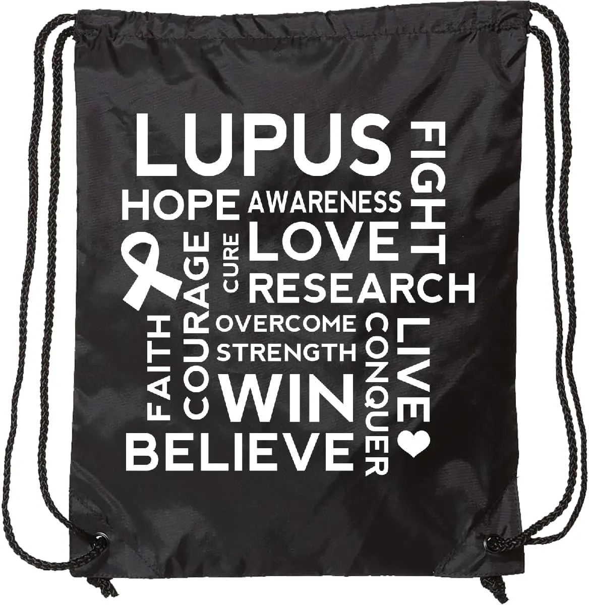 inktastic Lupus Awareness Fight Cure Support Drawstring Bag Black 21a1b