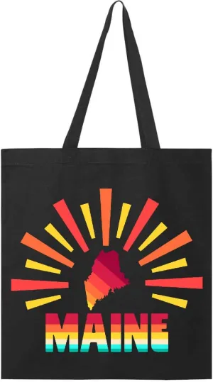 inktastic Maine with Retro Sunset Tote Bag