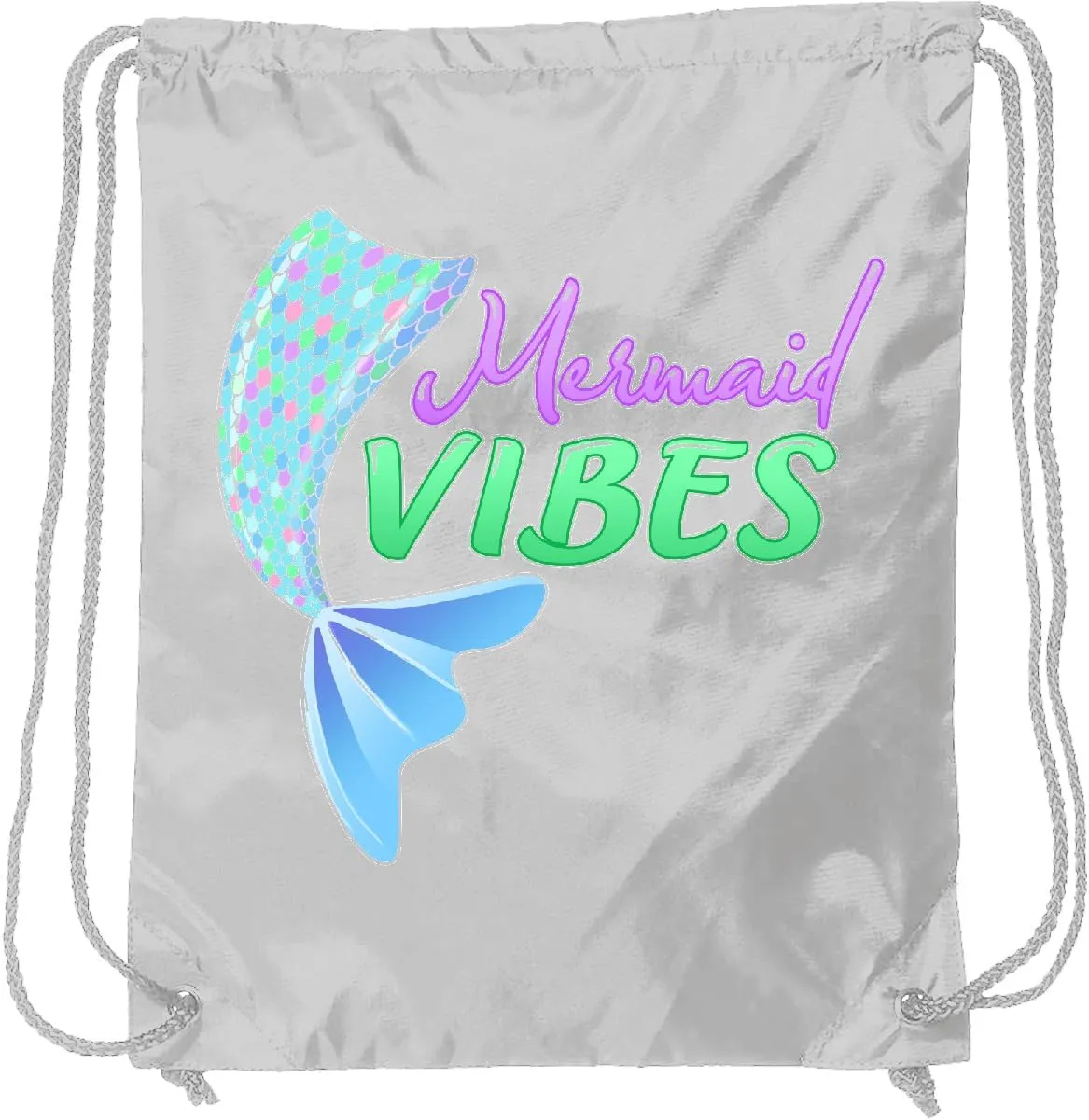 inktastic Mermaid Vibes- Mermaid Tail Drawstring Bag White 365f8