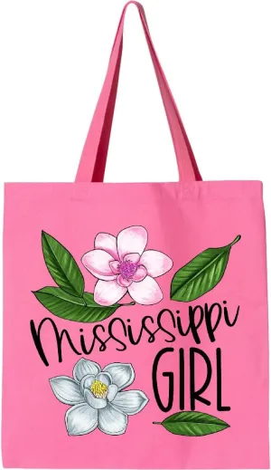 inktastic Mississippi Girl Magnolia Flowers and Leaves Tote Bag