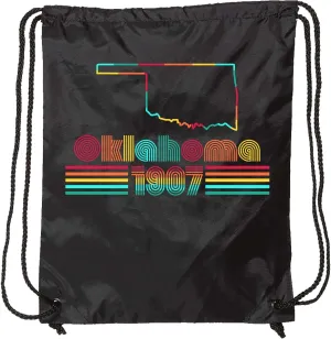 inktastic Oklahoma 1907 with Retro Font Drawstring Bag Black 44e87