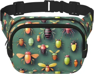 Insect Atlas Fitness travel shoulder bag, fashionable and casual waist bag, square double-layer waist bag