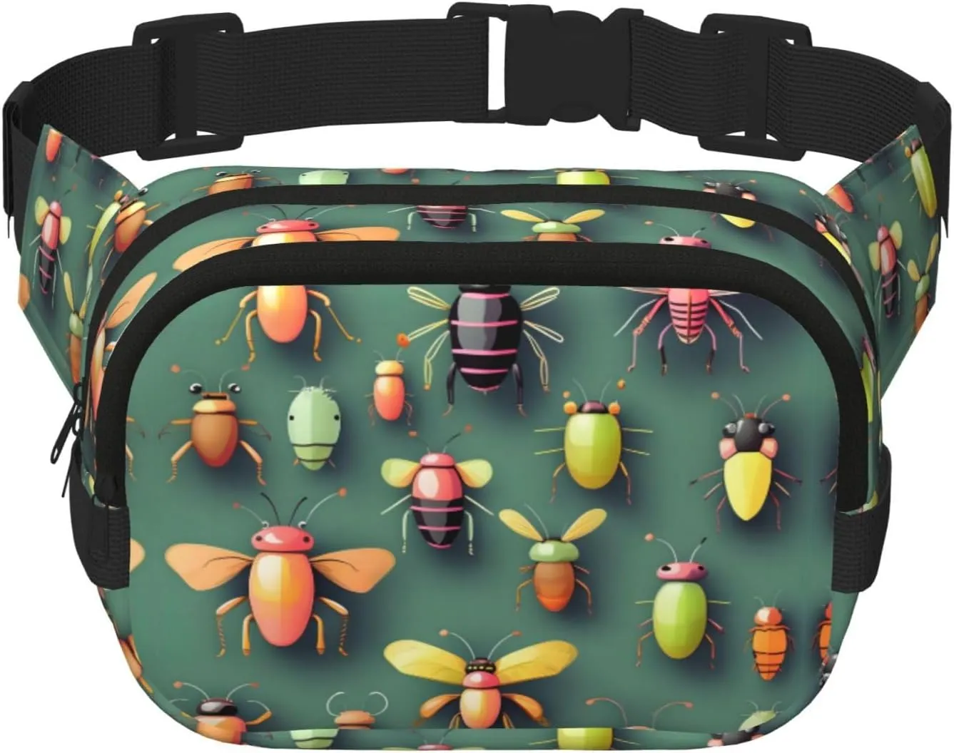 Insect Atlas Fitness travel shoulder bag, fashionable and casual waist bag, square double-layer waist bag