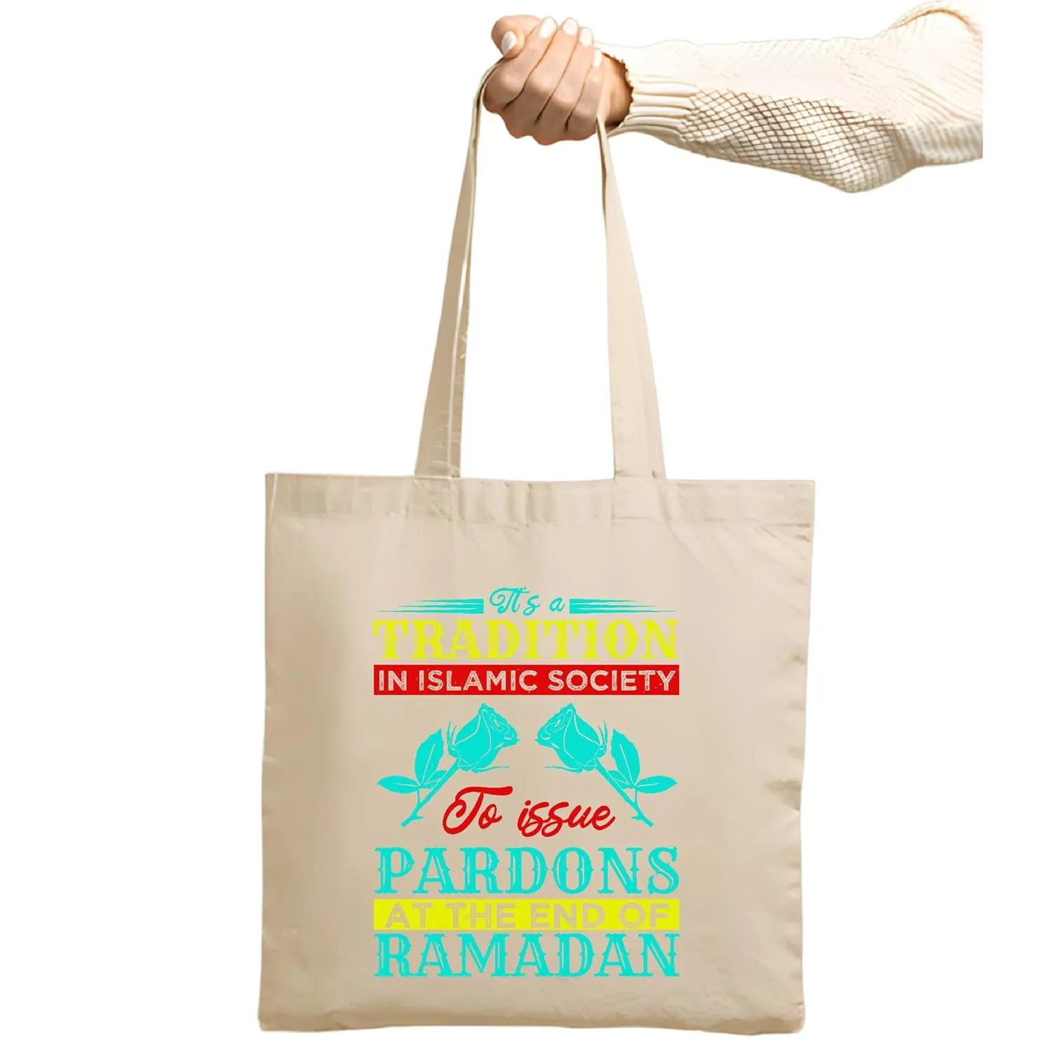 Islamic Ramadan Pardon Tradition Gift for Muslims A Meaningful Present Natural White Multicolor Canvas Tote Bag