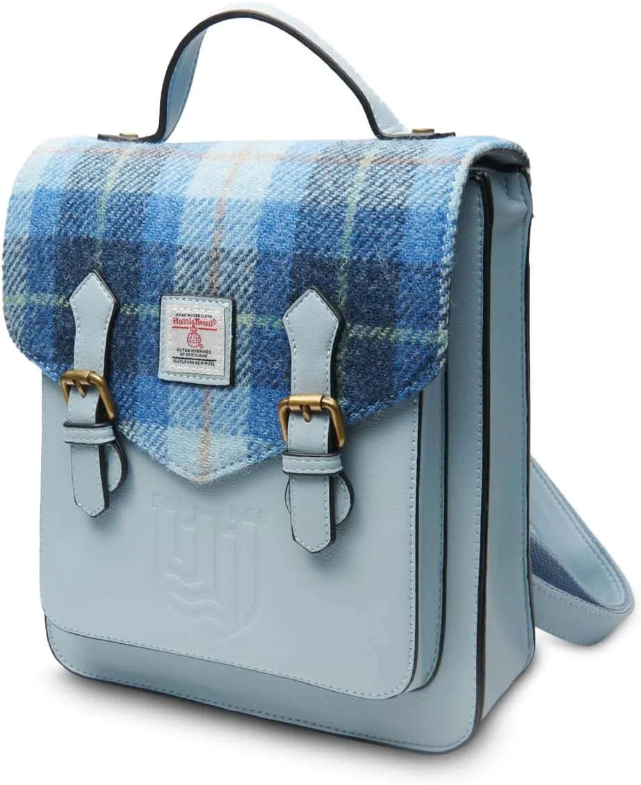 Islander® The Calton Backpack - Ladies Backpack with HARRIS TWEED, Blue Tartan