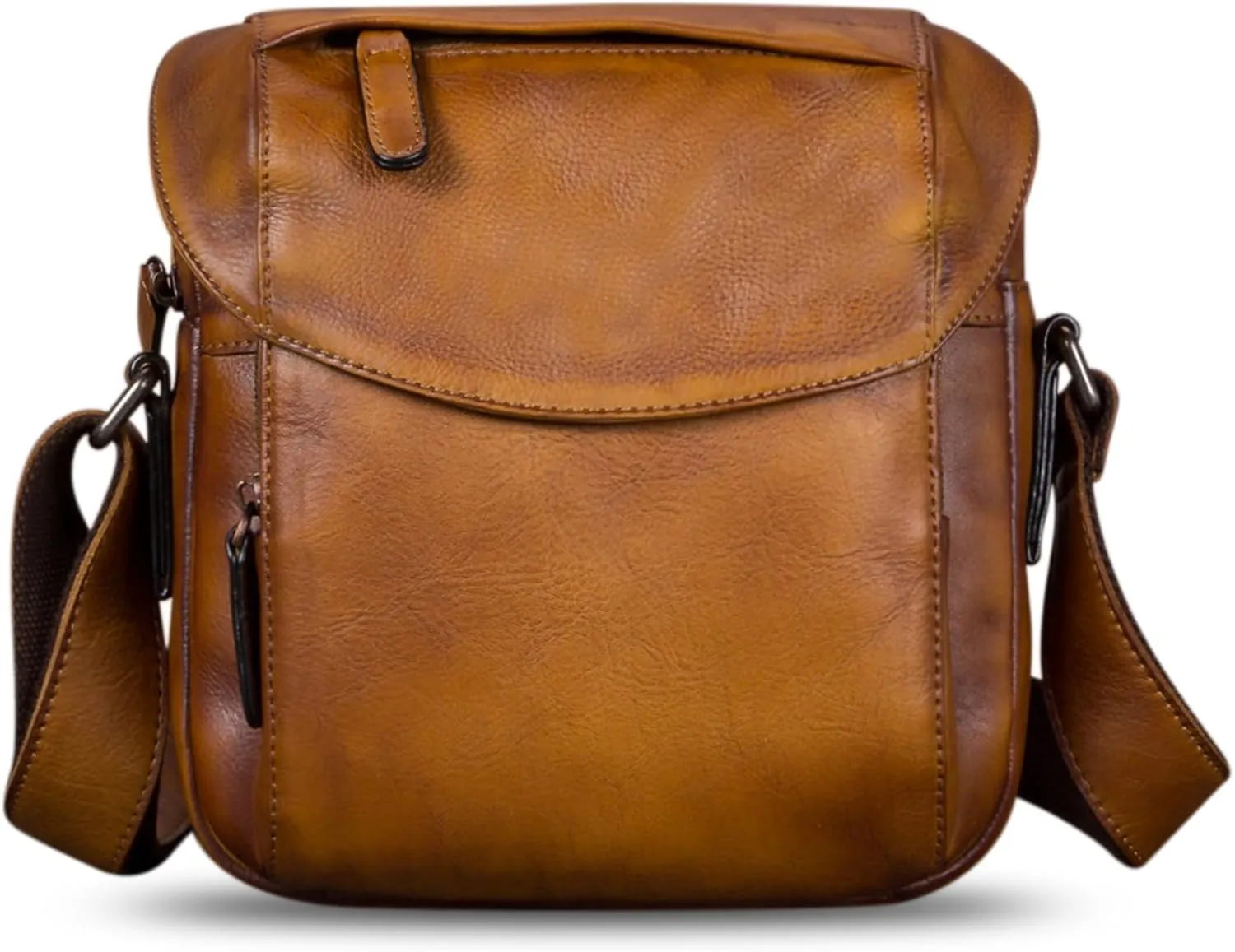 IVTG Genuine Leather Messenger Bag for Men Crossbody Shoulder Bag Satchel Casual Sling Daypack Work Business Daily Purse